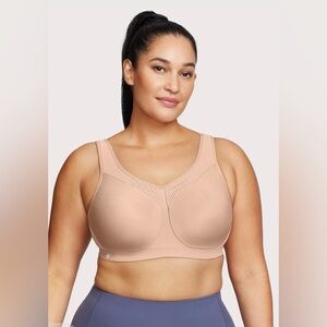 Glamorise 34G Sports Bra MagicLift Seamless‎ Cafe Nude 34DDDD Cream Mesh